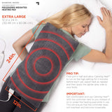 Calming Heat Massaging Weighted Heating Pad by Sharper Image- Electric Heating Pad with Massaging Vibrations, Auto-Off,12 Settings- 3 Heat, 9 Massage- 27 Relaxing Combinations, 12” x 24”, 4 lbs