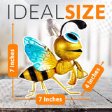 Bumble Bee Decoration - Metal Yard Art - Fun Outdoor Fall Decoration - Metal Honey Bee Garden Statue - Whimsical Garden Decor.