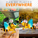 Bumble Bee Decoration - Metal Yard Art - Fun Outdoor Fall Decoration - Metal Honey Bee Garden Statue - Whimsical Garden Decor.