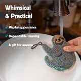 Kikkerland Reusable Sloth Scrub Sponge-Set of 3