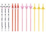 12pcs Kikkerland Farm Animals, Cow, Pig, Horse, Biodegradable Paper Straws