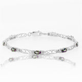 2 CARAT ALL NATURAL MYSTIC TOPAZ AND DIAMOND BRACELET IN .925 STERLING SILVER