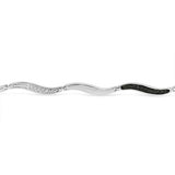 1/5 CARAT T.W BLACK AND WHITE DIAMOND WAVE BRACELET IN .925 STERLING SILVER