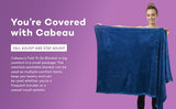 Cabeau Fold 'n Go Travel and Throw Blanket Plus Compact Case, Doubles as Lumbar Pillow and Neck Support Pillow, 60" x 36", Blue