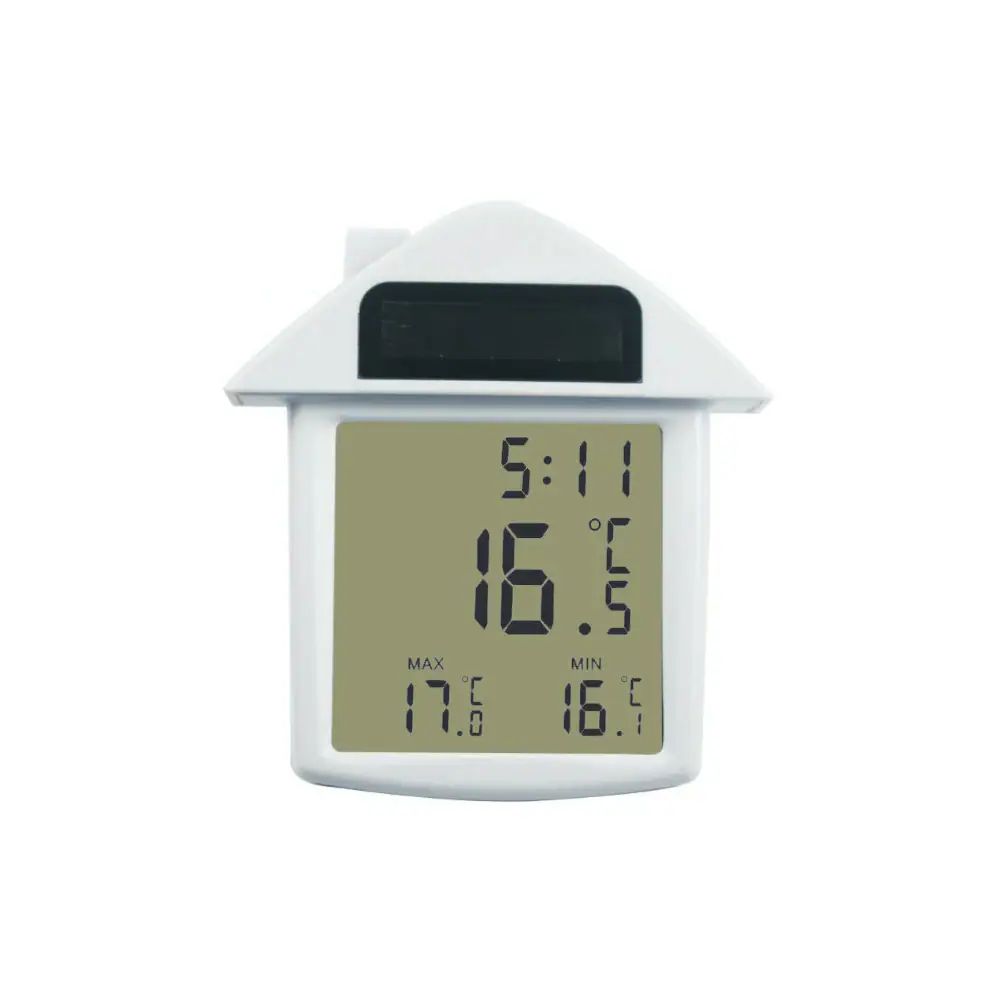 AcuRite Solar Powered Window Thermometer with Digital  Clock, Daily High & Low Temperatures,  Reversible Design, Indoor/Outdoor