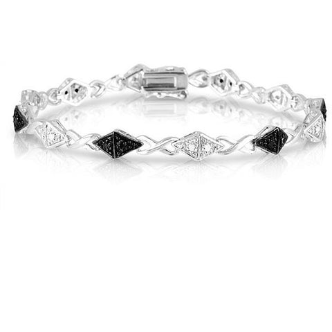 1/4CTW Black and White Diamond Bracelet in Sterling Silver