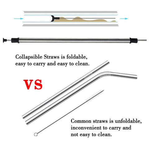 Collapsible Reusable Straws - Pale Blue - joe trend shop