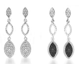 2 Pairs of Diamond Dangle Earrings -Black and White Diamonds