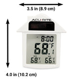 AcuRite Solar Powered Window Thermometer with Digital  Clock, Daily High & Low Temperatures,  Reversible Design, Indoor/Outdoor
