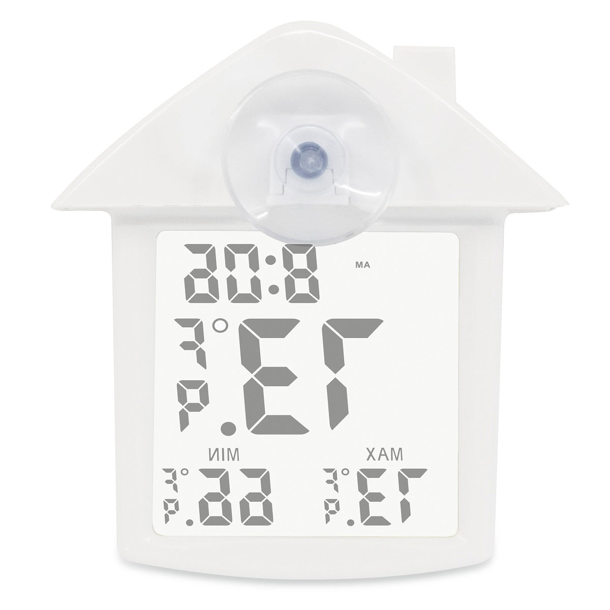 AcuRite Solar Powered Window Thermometer with Digital  Clock, Daily High & Low Temperatures,  Reversible Design, Indoor/Outdoor