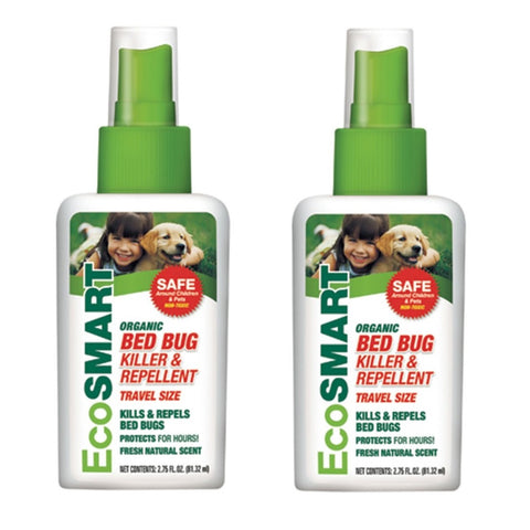 (2-Pack) EcoSMART - Organic Bed Bug Repellent Travel Size 2.75 oz, Fresh Natural Scent