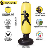 Yellow Inflatable Punching Bag for Kids, Boxing Bag for Kids and Adults, 63" Free Standing Boxing Bag