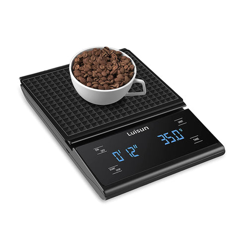 Luisun Coffee Scale with Timer, Digital Espresso Coffee Scale Pour Over Drip, 3kg/0.1g High Precision with Back-Lit LCD Display