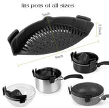 (2 Pack) Clip-on Silicone Pot Strainer Heat Resistant Clip On Strainer for Pots Pans Bowls