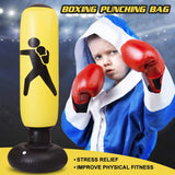 Yellow Inflatable Punching Bag for Kids, Boxing Bag for Kids and Adults, 63" Free Standing Boxing Bag