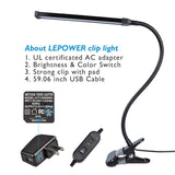 LEPOWER Led Clip-On Light / Reading Light with Gooseneck