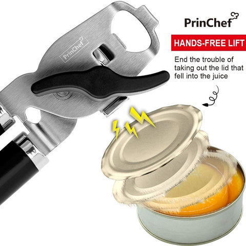 PrinChef Can Opener Smooth Edge, Safety Can Opener Manual | Side Cut Hand  Can Openers No-Trouble-Lid-Lift, Stainless Steel Blade & Large Rubber