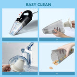 Car Vacuum Cleaner, GSSUSA High Power Portable Vacuum Cleaner with Reusable 2 Pcs Steel HEPA Filter, Wet and Dry Use, LED Light