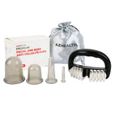 AZHEALTH Premium Facial and Body Anti Cellulite Vacuum Cup Set for Massage Treatment, 4 Sizes Cups & Anti Cellulite Brush