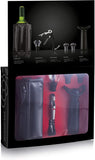 Vacu Vin Wine Essentials Gift Set in Black - Wine Saver Pump, 2 x Vacuum Bottle Stoppers, Wine Cooler, Waiter's CorkScrew, Crystal Pourer