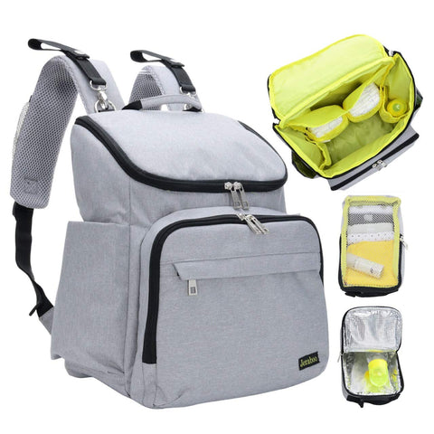 Gray Designer Diaper Bags Baby Diaper Bag Backpack with Wipe Dispenser -  The Cutest Diaper Bags for Baby Girl Large Diaper Bag for All Baby Things  Boy