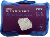 Cabeau Fold 'n Go Travel and Throw Blanket Plus Compact Case, Doubles as Lumbar Pillow and Neck Support Pillow, 60" x 36", Blue