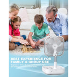 Battery Operated Foldaway Fan, Rechargeable Oscillating Fan for Camping, Travel, Home, Office, Outdoor with 4 Speeds & Height Adjustment