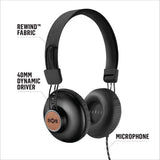 House of Marley Positive Vibration 2: Over-Ear Wired Headphones with Microphone, Plush Ear Cushions (Black)