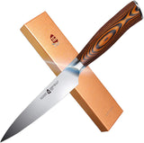 TUO Fiery Phoenix 5” Kitchen Utility Knife with Pakkawood Handle and Gift Box