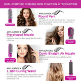 5-in-1 Hair Dryer Brush, Negative Ionic Blow Dryer & Volumizer Styler, Hot Air Brush & Curling Iron