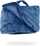 Cabeau Fold 'n Go Travel and Throw Blanket Plus Compact Case, Doubles as Lumbar Pillow and Neck Support Pillow, 60" x 36", Blue