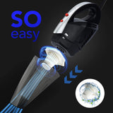 Car Vacuum Cleaner, GSSUSA High Power Portable Vacuum Cleaner with Reusable 2 Pcs Steel HEPA Filter, Wet and Dry Use, LED Light