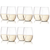 Stemless Plastic Wine Glasses Clear Flexible and Shatterproof, 16 Oz, Set of 4 or Set of 10
