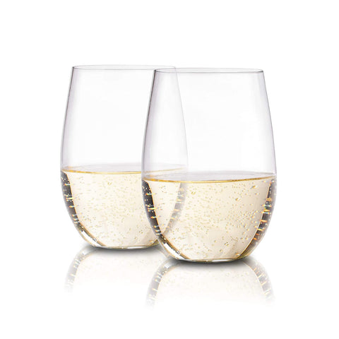 Stemless Plastic Wine Glasses Clear Flexible and Shatterproof, 16 Oz, Set of 4 or Set of 10