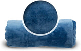 Cabeau Fold 'n Go Travel and Throw Blanket Plus Compact Case, Doubles as Lumbar Pillow and Neck Support Pillow, 60" x 36", Blue