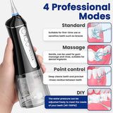 Elifloss Cordless Rechargeable Water Dental Flosser Oral Irrigator with 4 Modes and 7 Tips