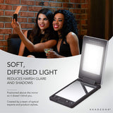 Headzone Compact Lighted LED Makeup Mirror | Luxurious Aluminum Finish | 11 Brightness & Color Settings | Perfect for Travel | USB Rechargeable