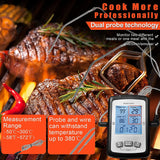 Meat Thermometer, Dual Probe Digital Instant Read Food Thermometer with Alarm and Calibration Function, Large Backlit Screen Thermometer