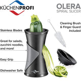 Küchenprofi Olera Spiralizer for Vegetables, 6" H x 3.5" diameter, Black