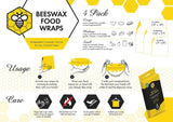 4 Pcs Food Wax Paper Reusable Beeswax Wraps Eco-Friendly Food Cover by Keeper Bee