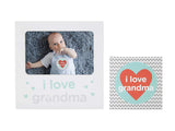 I Love Grandma Baby Belly Sticker and Sentiment Keepsake Photo Frame Gift Set, White