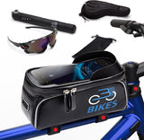 Bike Smart Phone Holder Bag Kit Handlebar Mount with 5 Bonus Bicycle Accessories, Fits Phones upto 6.5”