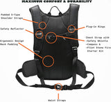MORABI Black Insulated Hydration Backpack, with 2L BPA Free Water Bladder, USB Port, Compass, Fire Starter Kit