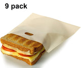(9 pack) RL Treats Non Stick Reusable Toaster Bags Toaster Sleeves for Sandwich and Grilling