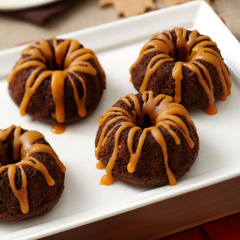 Mini Chocolate Fluted Tube Cakes with Salted Caramel Glaze - Wilton