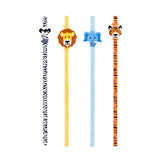 12pcs Kikkerland Safari Animals, Tiger, Lion, Zebra, Biodegradable Paper Straws