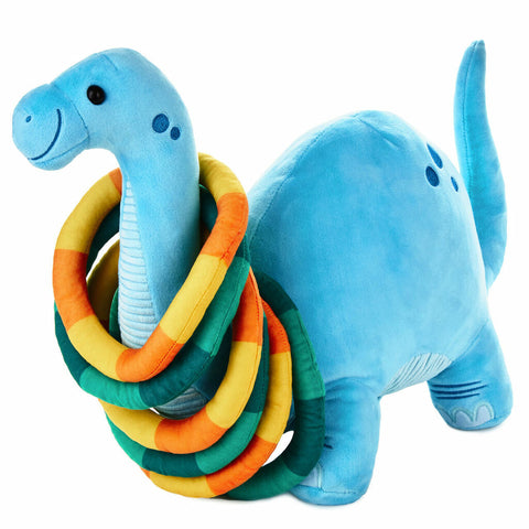 Hallmark Dinosaur Ring Toss Game with Blue Plush Dinosaur and 6 Foam Rings, 8" W x 14" H x 18" D