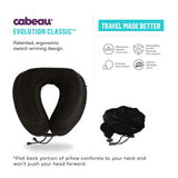 Cabeau Evolution Classic 100% Memory Foam Travel Neck Pillow for Airplanes and Travel, 360-Degree Support, Midnight
