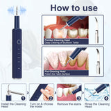 Ultrasonic Dental Calculus Remover Teeth Cleaning Kit, Portable Professional Plaque Tartar Remover with 4 Modes and Replaceable Clean Heads