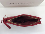 Burberry Large Military Red Pouch Travel Toiletry Makeup Bag with Gift Box
